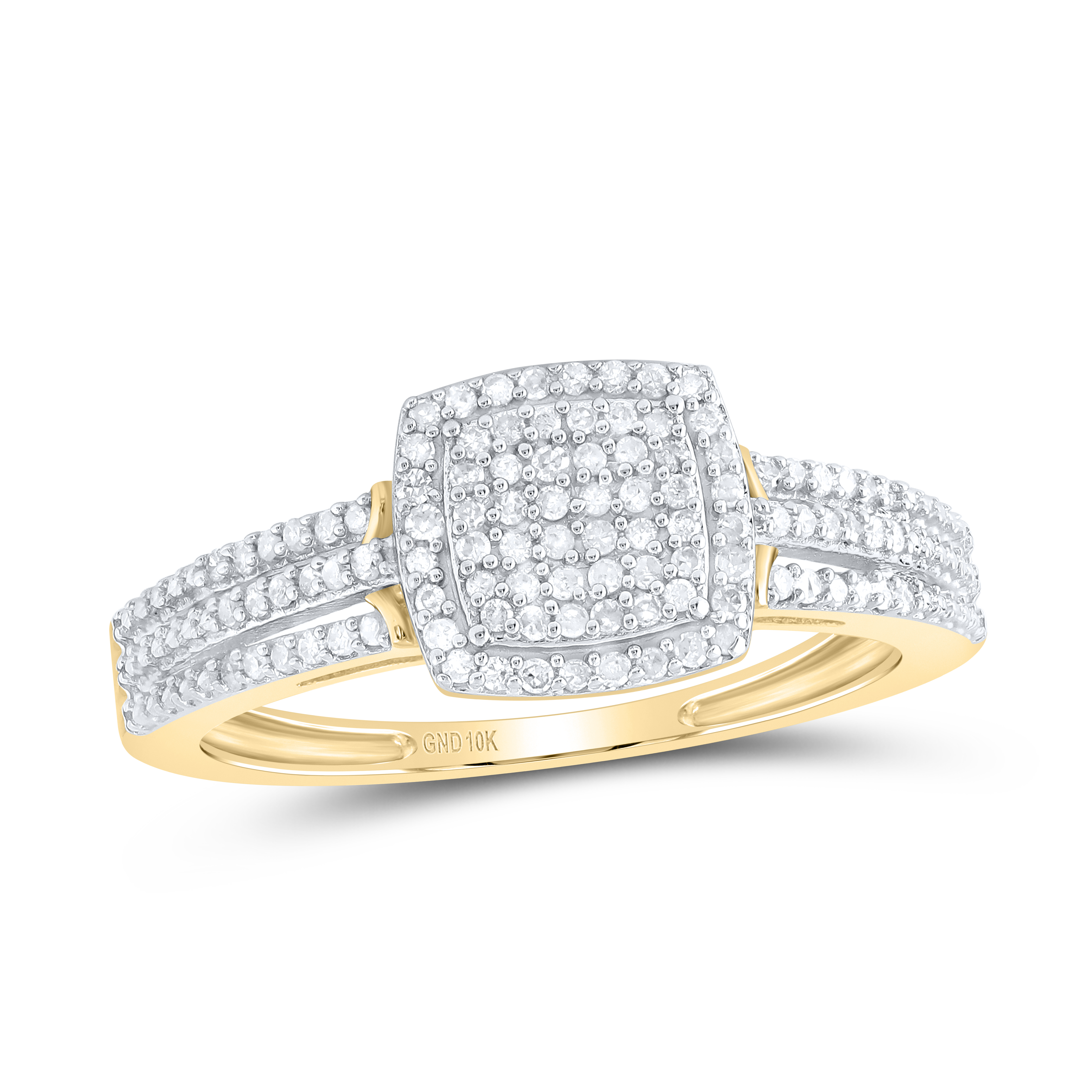 10kt Gold Womens Round Diamond Cushion Cluster Wedding Engagement Ring 1/4ctw - Foto 1 di 1